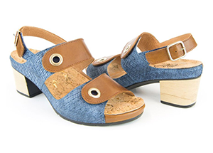 Sandale pour femme couleur tan et bleu